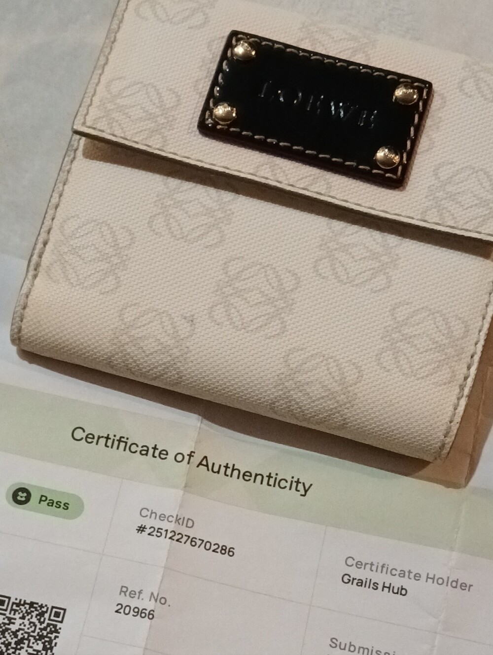 Loewe White Anagram Canvas Bifold Wallet + COA in LIKE NEW CONDITION